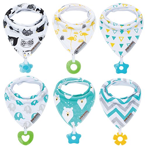 Product Cover Baby Bandana Drool Bibs 6-Pack and Teething Toys 6-Pack Made with 100% Organic Cotton, Super Absorbent and Soft Unisex (Vuminbox) (6-Pack Unisex)
