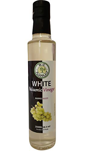 Product Cover M.G. PAPPAS White Balsamic Vinegar of Modena Barrel Aged Sweet Gourmet 10 Year Old Aceto Balsamico Italian Pure Authentic No Preservatives No Colorants No Caramel No Added Flavors 8.5 Fl Oz 250ml