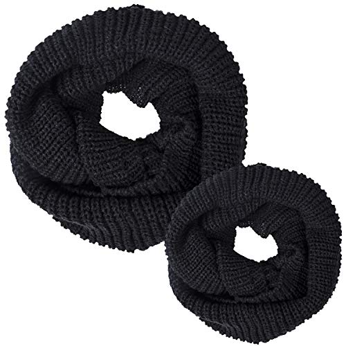 Product Cover Amandir Kids Infinity Scarf, Thick Knitted Winter Warm Kids Scarf,One Size,Black