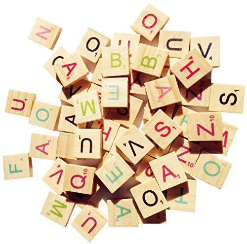 Product Cover Abbaoww 500 Pcs Wood Colorful Scrabble Tiles Letter Tiles Wood Pieces for Crafts, Pendants, Spelling and Scrapbook