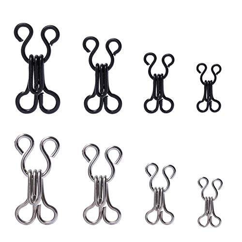 Product Cover Kenkio 70 Set Sewing Hooks and Eyes Closure for Bra,Fur Coat Jacket and Clothing,Silver and Black, 4 Sizes