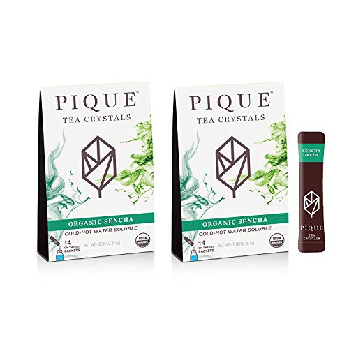 Product Cover Pique Tea Organic Sencha Japanese Green Tea Crystals - Gut Health, Fasting, Calm - 28 Single Serve Sticks (Pack of 2)