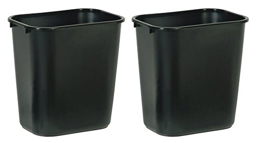 Product Cover Rubbermaid Commercial FG295600BLA Plastic Deskside Wastebasket, 28-1/8-quart, Black, 2 Cans
