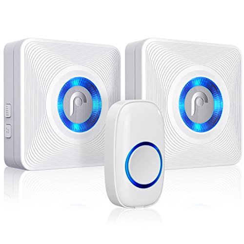Product Cover Fosmon WaveLink 51053HOMUS Wireless Doorbell with 2 Receivers (300M/1000FT, 52 Chimes, 4 Volume Levels, LED Indicators) 1 Remote Push Button, 2 Plugin Receivers for Home, Business, Office, Classroom