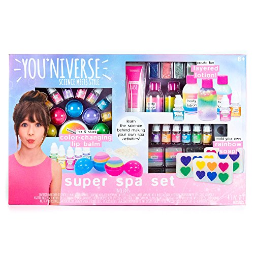 Product Cover YouNiverse Super Spa Set by Horizon Group Usa, Ultimate DIY STEM Science Kit, Make Your Own Lip balms, Shimmer Lotions & Rainbow Soaps, Multicolored