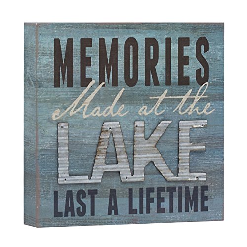 Product Cover Barnyard Designs Memories at The Lake Last a Lifetime Box Wall Art Sign, Primitive Country Lake Home Decor Sign with Sayings 8
