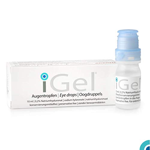 Product Cover iGel® Moisturizing Eye Drops for Dry Itchy Eyes | Artificial Tears for Red Eyes | Lubricating Eye Drops for Contact Lenses | Hyaluronic Acid & Preservative Free | Made in Europe