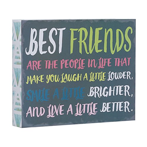 Product Cover Barnyard Designs Best Friends are The People in Life That Make You Laugh Box Wall Art Sign, Primitive Country Farmhouse Home Decor Sign with Sayings 10