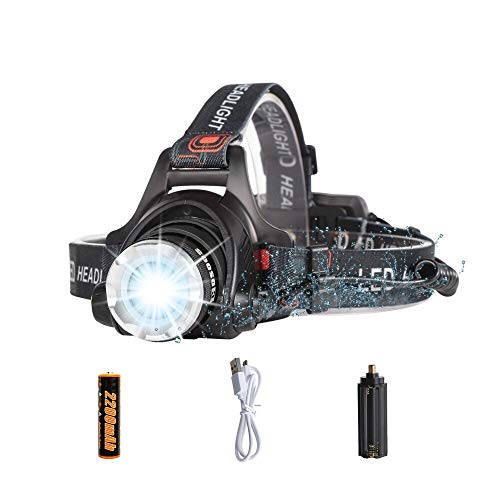 Product Cover LED Headlamp Flashlight,COSOOS Rechargeable Headlamp with Red Safety Light,1000 Lumen,Zoomable,4-Mode Tactical Headlight,Waterproof Head Lamp for Adults,Camping,Ready for Hurricane,Li Battery Included