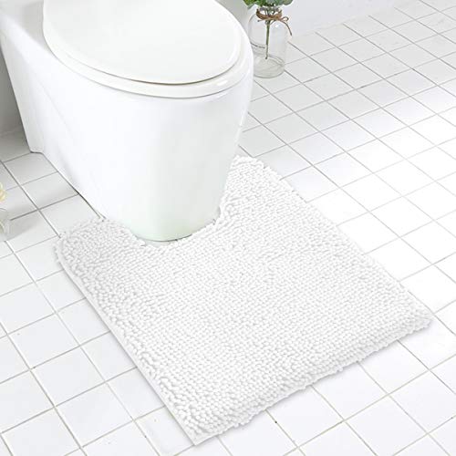 Product Cover MAYSHINE Non Slip Contour Bath Mats for Toilet/Soft Shaggy Chenille/Absorbent Water/Dry Fast/Machine-Washable/Perfect for Bathroom,Tub and Shower (20x24 Inches White)