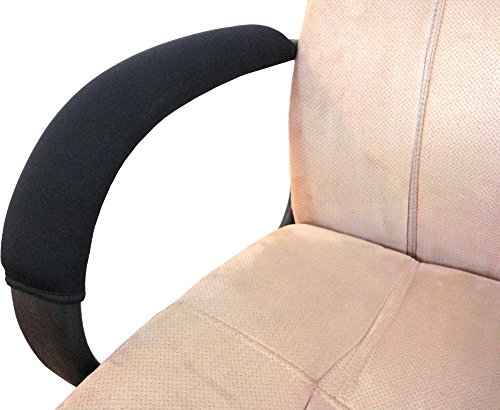 Product Cover Wanty 2 Pieces Home Office Polyester Removable Durable Machine Washable Office Chair Armrest Slipcovers Covers Protect Armrests (Black)