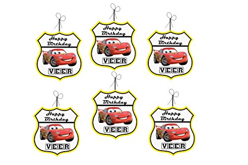 Product Cover WoW Party Studio Personalized Disney McQueen Car Theme Birthday Ceiling Hangings / Danglers with Birthday Boy/Girl Name - 12Pcs