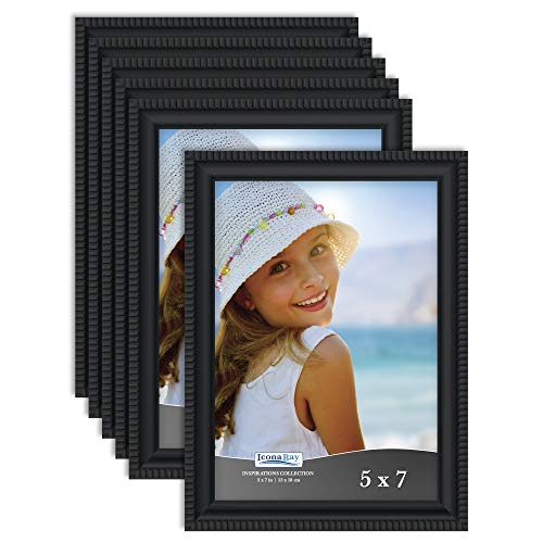 Product Cover Icona Bay 5x7 Picture Frames (6 Pack, Black) Picture Frame Set, Wall Mount or Table Top, Set of 6 Inspirations Collection