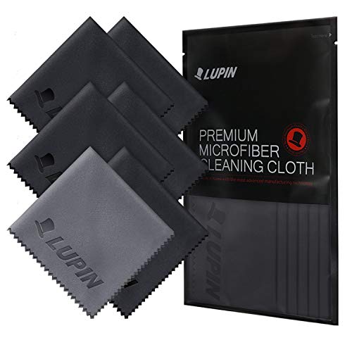 Product Cover Lupin Microfiber Cleaning Cloths, 6 Pack Premium Ultra Lint Free Polishing Cloth for Cell Phone, Tablets, Laptops, iPad, Glasses, Camera Lens, TV Screens & Other Delicate Surfaces - Black