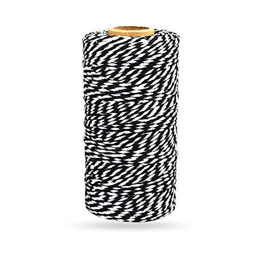 Product Cover Bakers Twine Black and White, LaZimnInc Cotton Twine Packing String for Gardening, Decoration, Tying Cake and Pastry Boxes, Silverware, DIY Crafts & Gift Wrapping, Art and Crafts (2 mm/328Feet)