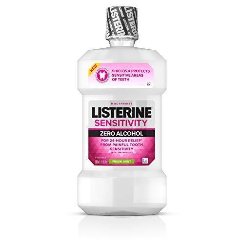 Product Cover Listerine Sensitivity Mouthwash, 24-HR Tooth Sensitivity Relief & Protection, Alcohol-Free Formula in Fresh Mint Flavor, 500 mL (Pack of 2)