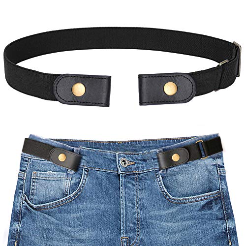 Product Cover SANSTHS Buckle-Free Elastic Women Belt for Jeans Without Buckle, Comfortable Invisible Belt No Bulge No Hassle (Black, Plus Size)