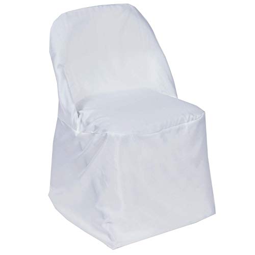 Product Cover Efavormart 50pcs White Linen Polyester Folding Chair Cover Dinning Chair Slipcover for Wedding Party Event Banquet Catering