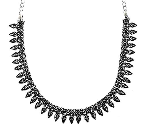 Product Cover Sansar India Oxidized Silver Plated Kolhapuri Choker Indian Necklace Jewelry for Girls and Women-771