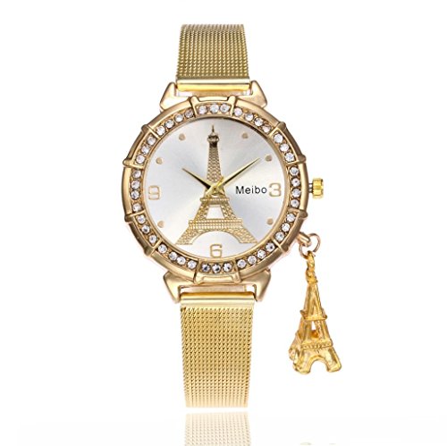 Product Cover Women's Watch,Balakie Fashion Ladies Business Watch Eiffel Tower Stainless Steel Quartz Wrist Watch (Gold, Alloy)