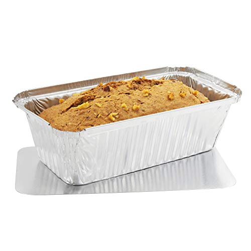 Product Cover Juvale Loaf Pans with Lid (50 Pack) Disposable Aluminum Foil Bread Baking Tins 8.5 x 2.5 x 4.5 inches (22 Ounce)