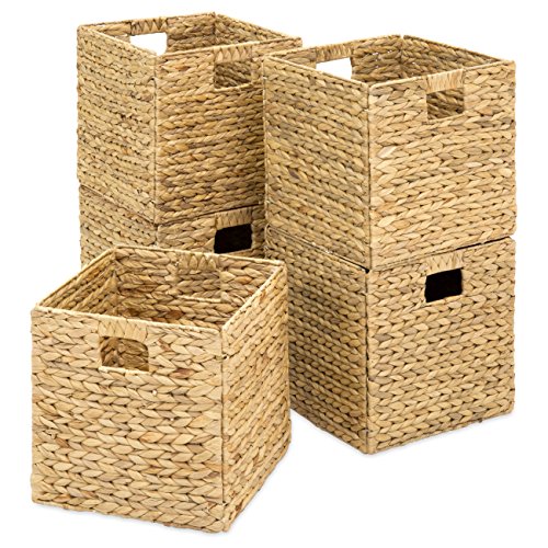 Product Cover Best Choice Products Foldable Handmade Hyacinth Storage Baskets w/Iron Wire Frame, Set of 5, Natural