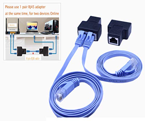 Product Cover (1-Pair)  RJ45 Splitter Adapter,SinLoon  Ethernet Cable Splitter Cat5, Cat5e, Cat6, Cat7,RJ45 Network Extension connector Ethernet Cable Sharing Kit with 2 PCS Cat6 Cable for Router TV BOX Camera PC L
