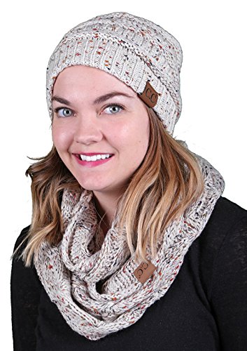 Product Cover Funky Junque Womens Infinity Scarf and Slouchy Knit Beanie Matching Winter Set