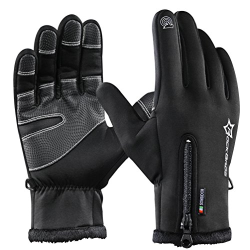 Product Cover ROCK BROS Winter Cycling Gloves for Men Touch Screen Gloves Fleece Windproof Gloves for Cycling Hiking Running Outdoor Sports