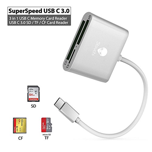Product Cover USB C Card Reader,Stouchi USB C to Compact Flash CF Card Reader 3 in 1 USB 3.1Type C 5 Gbps Data Transfer to SD/TF Micro SD/CF Support SanDisk for MacBook Pro, ChromeBook Pixel, Lexar and More