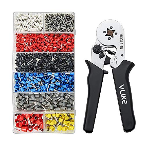 Product Cover VLIKE Ferrule Crimper Pliers Set Wire Crimping Tool Kit with 1200 Terminal Connector Sleeves Electricians Contractors Repair Support Ferrule Crimper Pliers for Stripper Wiring Projects