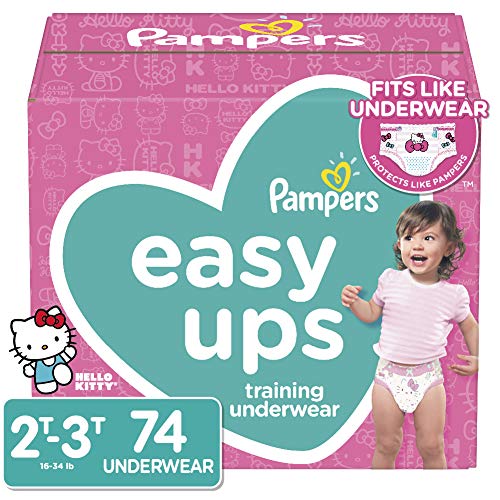 Product Cover Pampers Easy Ups Pull On Disposable Potty Training Underwear for Girls, Size 4 (2T-3T), 74 Count, Super Pack