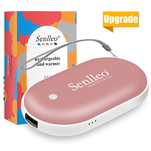 Product Cover Senlleo Rechargeable Hand Warmer, 5200mAh PowerBank : Larger Capacity and Double-Sided Pocket Warmer Compatible with iPad iPhone Samsung All Android Smartphone, Winter Gift for Men Women(Rose Gold)