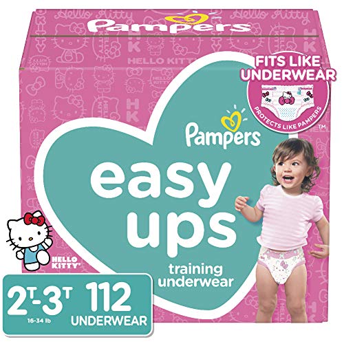 Product Cover Pampers Easy Ups Pull On Disposable Potty Training Underwear for Girls, Size 4 (2T-3T), 112 Count, Giant Pack