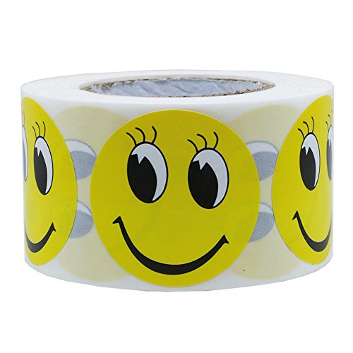 Product Cover Hybsk Yellow Smiley Face with Eyelash Happy Stickers 1.5