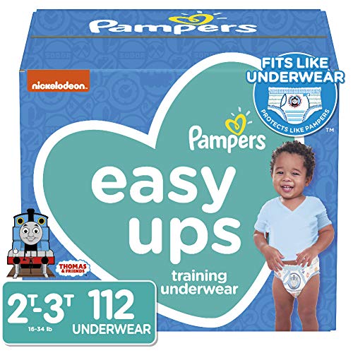 Product Cover Pampers Easy Ups Pull On Disposable Potty Training Underwear for Boys, Size 4 (2T-3T), 112 Count, Giant Pack