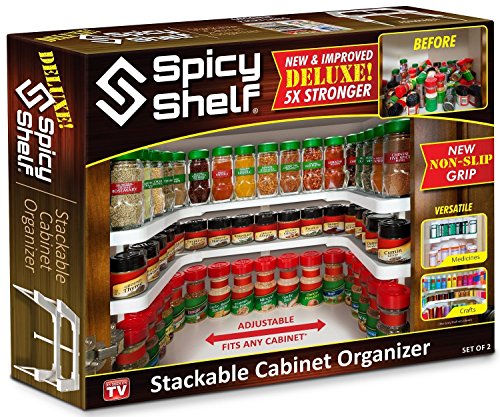 Product Cover Spicy Shelf Deluxe - Expandable Spice Rack and Stackable Cabinet & Pantry Organizer (1 Set of 2 shelves) - As seen on TV