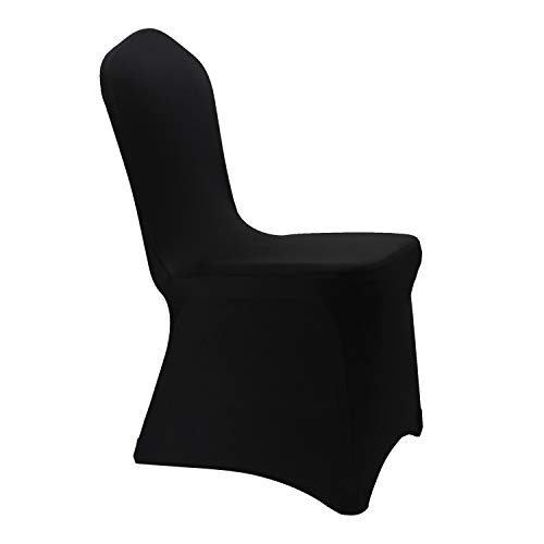 Product Cover Black Stretch Spandex Chair Covers Wedding Universal - 10 Pcs Banquet Wedding Party Dining Decoration Scuba Elastic Chair Cover (Black, 10)