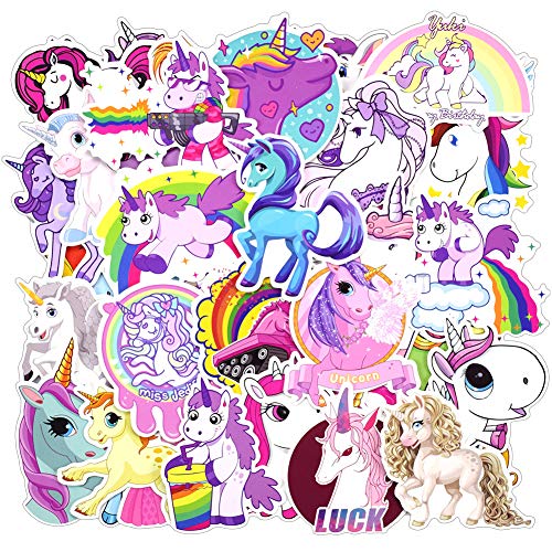 Product Cover Laptop Stickers, Water Bottle Stickers for Laptop Water Bottles Hydro flask Car Bumper Skateboard Guitar Bike Luggage Waterproof Vinyl Decals Cool Graffiti Stickers Pack (30 Pcs Unicorn Stickers)
