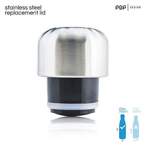 Product Cover POP Design 25 oz Bottle Lid, Leak Proof Double Wall Vacuum Insulated Bottle Cap, Made from Stainless Steel and BPA Free, Fits 25oz Swell, Mira, Thermo Tank, and Simple Modern Water Bottles