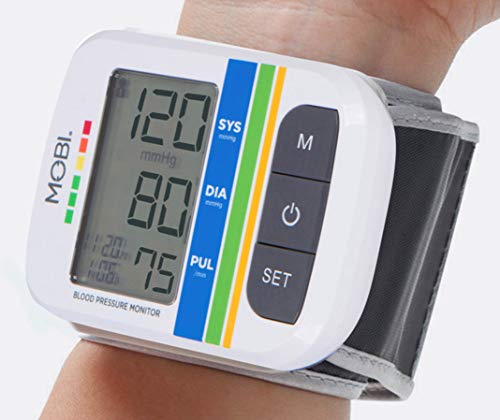 Product Cover MOBI Health Automatic Wrist Blood Pressure Cuff Monitor - Detects Irregular Heartbeat - Monitors Pulse Rate - Fast Accurate Readings No. 1 Doctor Recommended Wrist Blood Pressure Monitor