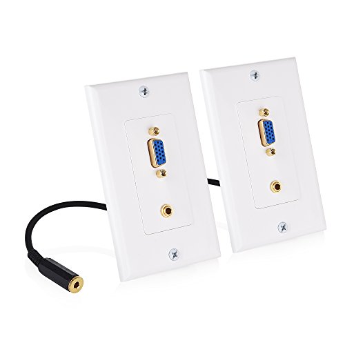 Product Cover Cable Matters 2-Pack VGA Wall Plate with 3.5mm Audio Support in White