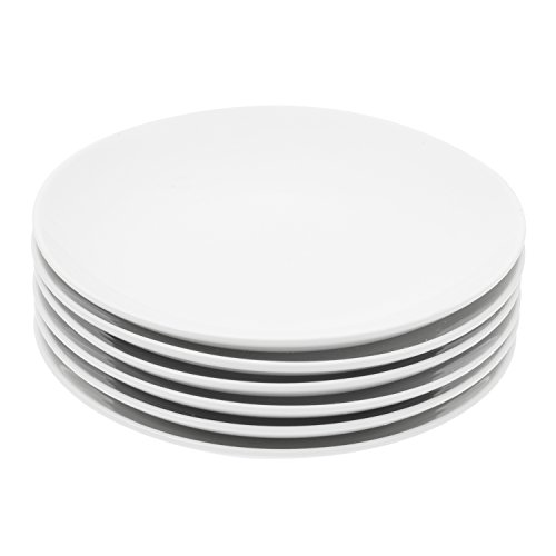 Product Cover Durable Porcelain 6-Piece Dessert Plate Set, Elegant White Serving Plates (6-inch dessert plates)