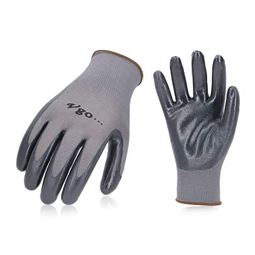 Product Cover Vgo 10Pairs Nitrile Coating Gardening and Work Gloves (Size L,Grey,NT2110)
