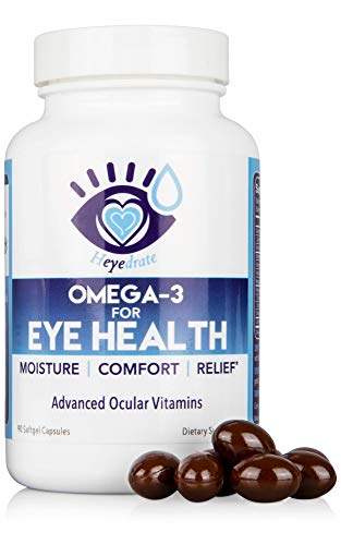 Product Cover Heyedrate Triglyceride Omega 3 Fish Oil for Eye Health, Provides Comfort for Irritated Eyes, Easy to Swallow, Small, Burpless Softgel, EPA, DHA, and Omega 7 Fatty Acids
