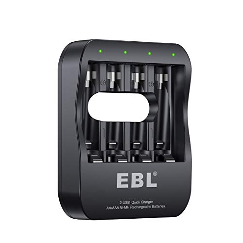 Product Cover EBL Smart AA AAA NiMH Rechargeable Battery Charger - 2A USB Charging Port 2 Hour Quick Charger