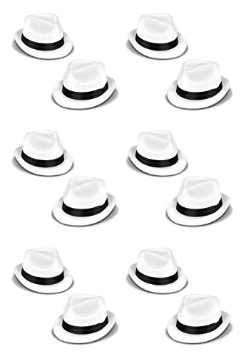 Product Cover Beistle 60339-25 Velour Havana Chairman Hats, One Size Fits Most, White/Black, 12 Piece Pack