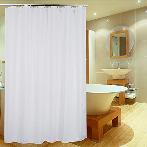 Product Cover UFRIDAY Fabric 48x72 Shower Curtain Liner, Solid White Shower Curtain for Hotel Bathroom
