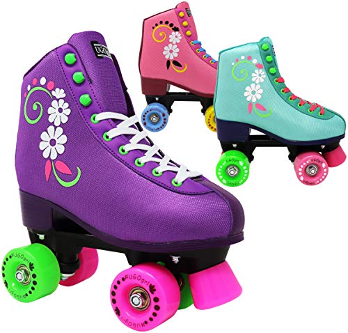 Product Cover Lenexa uGOgrl Roller Skates for Girls - Kids Quad Roller Skate - Indoor, Outdoor, Derby Children's Skate - Rollerskates Made for Kids - Great Youth Skate for Beginners (Purple, 3)