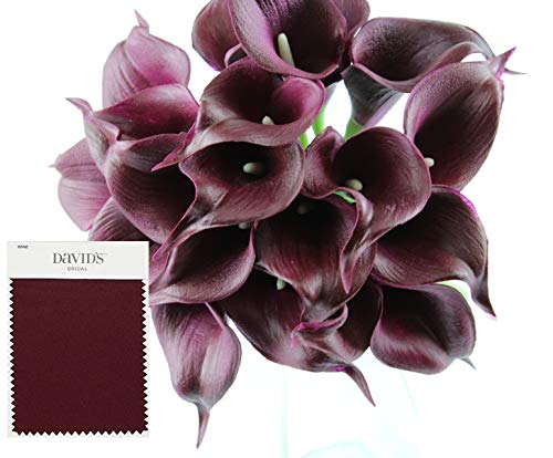 Product Cover Angel Isabella, LLC 20pc Set of Keepsake Artificial Real Touch Calla Lily with Small Bloom Perfect for Making Bouquet, Boutonniere,Corsage (Wine(Burgundy))
